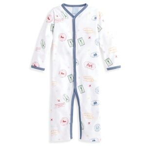 Bella Bliss Vintage Stamps Pima Romper Outfit 6m